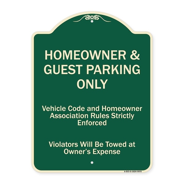 Signmission Designer Series-Homeowner & Guest Parking Only Green Heavy-Gauge Aluminum A-DES-G-1824-9970 - main